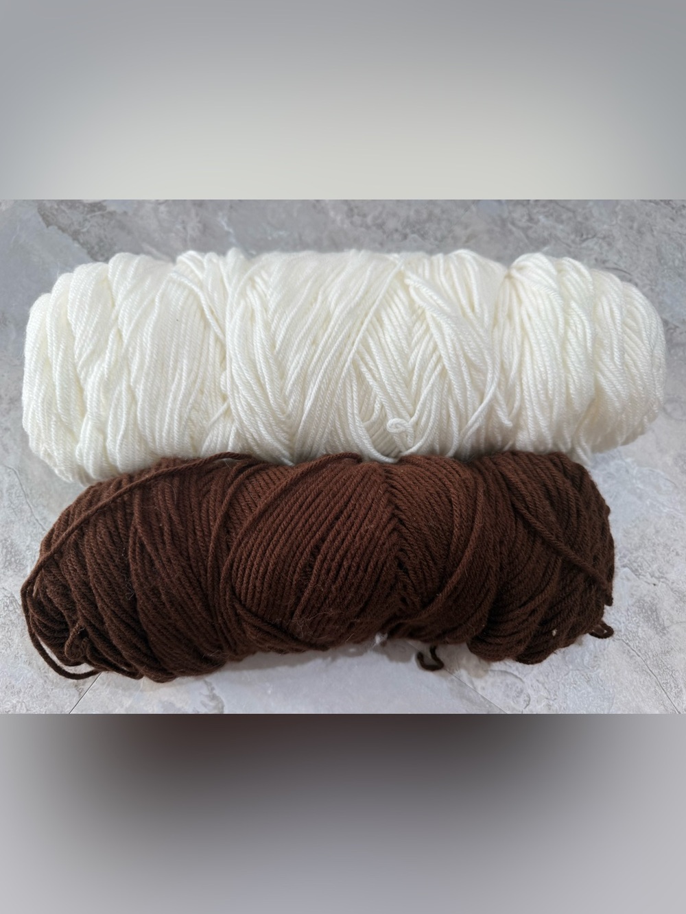2 Skeins Acrylic Yarn Lot - White & Dark Chocolate Brown - Medium Worsted Weight